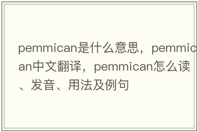 pemmican是什么意思，pemmican中文翻譯，pemmican怎么讀、發(fā)音、用法及例句