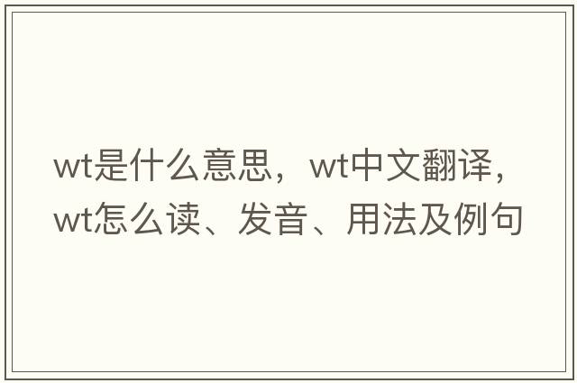 wt是什么意思，wt中文翻譯，wt怎么讀、發(fā)音、用法及例句
