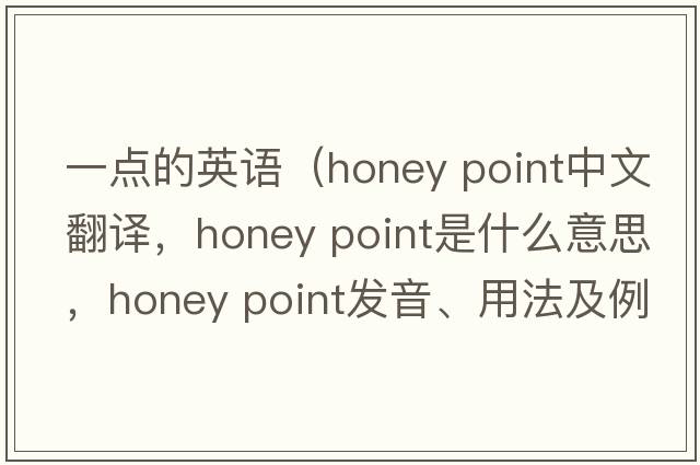 一點的英語（honey point中文翻譯，honey point是什么意思，honey point發(fā)音、用法及例句）