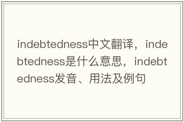 indebtedness中文翻譯，indebtedness是什么意思，indebtedness發(fā)音、用法及例句