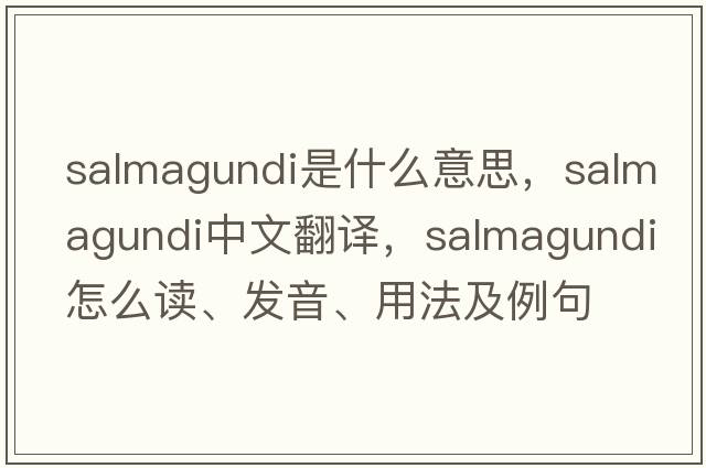 salmagundi是什么意思，salmagundi中文翻譯，salmagundi怎么讀、發(fā)音、用法及例句