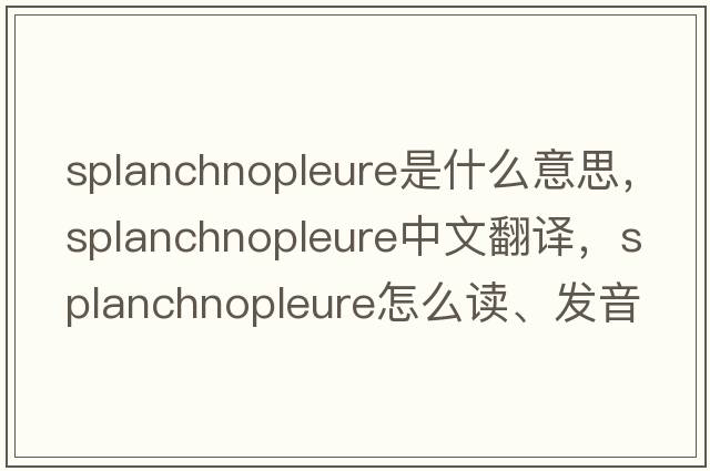 splanchnopleure是什么意思，splanchnopleure中文翻譯，splanchnopleure怎么讀、發(fā)音、用法及例句