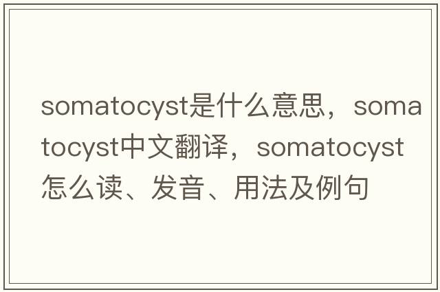 somatocyst是什么意思，somatocyst中文翻譯，somatocyst怎么讀、發(fā)音、用法及例句