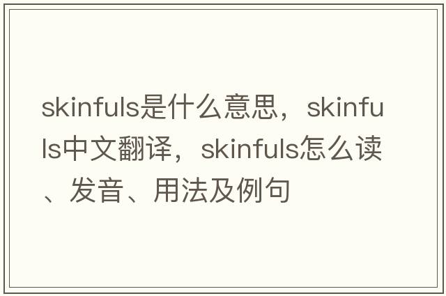 skinfuls是什么意思，skinfuls中文翻譯，skinfuls怎么讀、發(fā)音、用法及例句