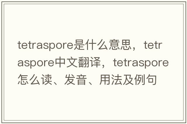 tetraspore是什么意思，tetraspore中文翻譯，tetraspore怎么讀、發(fā)音、用法及例句