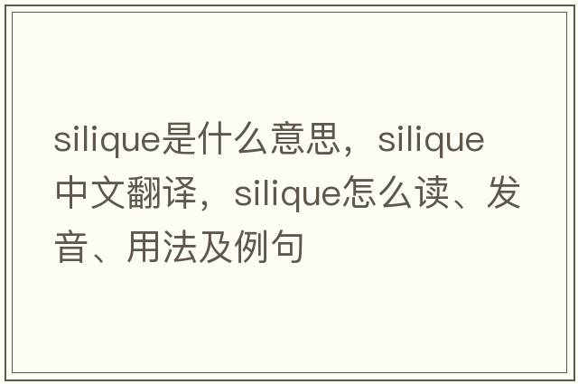 silique是什么意思，silique中文翻譯，silique怎么讀、發(fā)音、用法及例句