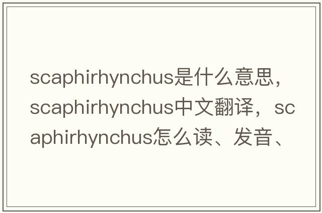 Scaphirhynchus是什么意思，Scaphirhynchus中文翻譯，Scaphirhynchus怎么讀、發(fā)音、用法及例句