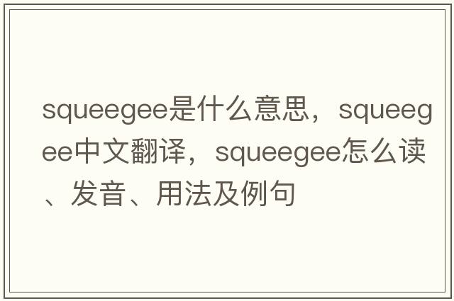 squeegee是什么意思，squeegee中文翻譯，squeegee怎么讀、發(fā)音、用法及例句