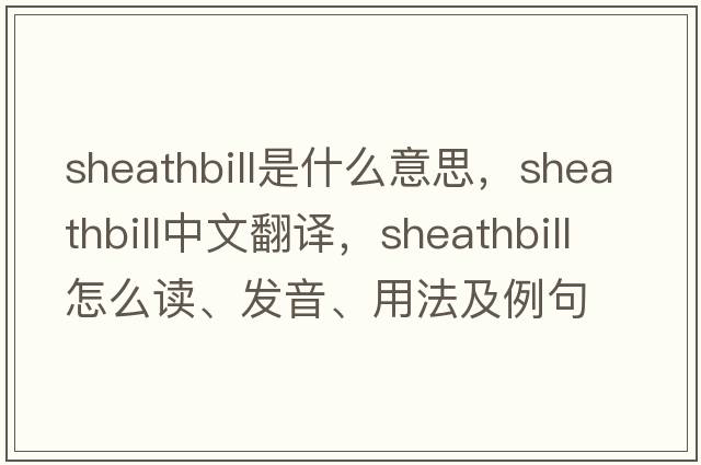 sheathbill是什么意思，sheathbill中文翻譯，sheathbill怎么讀、發(fā)音、用法及例句
