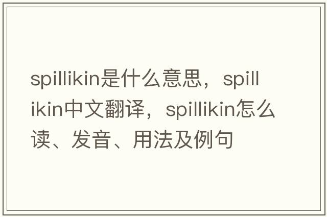 spillikin是什么意思，spillikin中文翻譯，spillikin怎么讀、發(fā)音、用法及例句