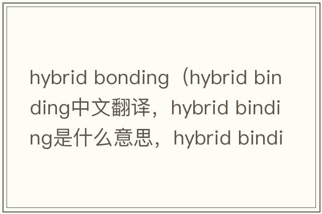 hybrid bonding（hybrid binding中文翻譯，hybrid binding是什么意思，hybrid binding發(fā)音、用法及例句）