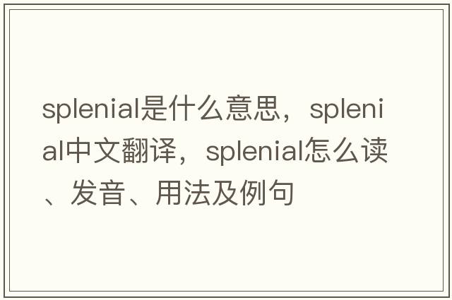 splenial是什么意思，splenial中文翻譯，splenial怎么讀、發(fā)音、用法及例句