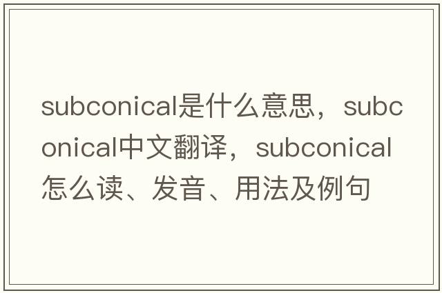 subconical是什么意思，subconical中文翻譯，subconical怎么讀、發(fā)音、用法及例句