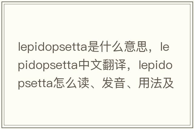 Lepidopsetta是什么意思，Lepidopsetta中文翻譯，Lepidopsetta怎么讀、發(fā)音、用法及例句