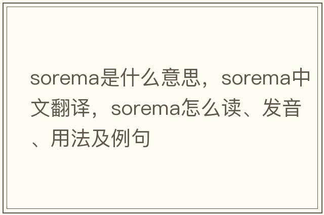 sorema是什么意思，sorema中文翻譯，sorema怎么讀、發(fā)音、用法及例句