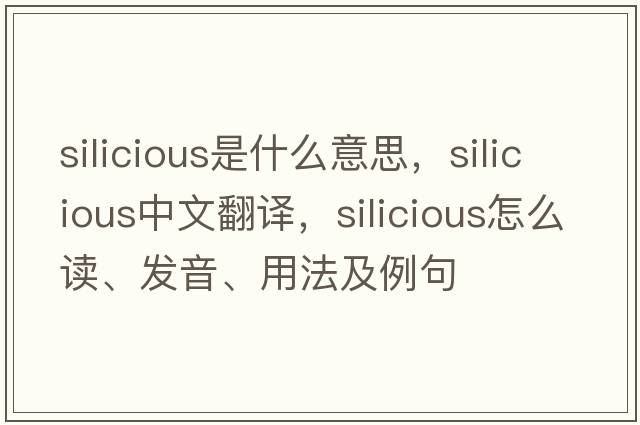 silicious是什么意思，silicious中文翻譯，silicious怎么讀、發(fā)音、用法及例句