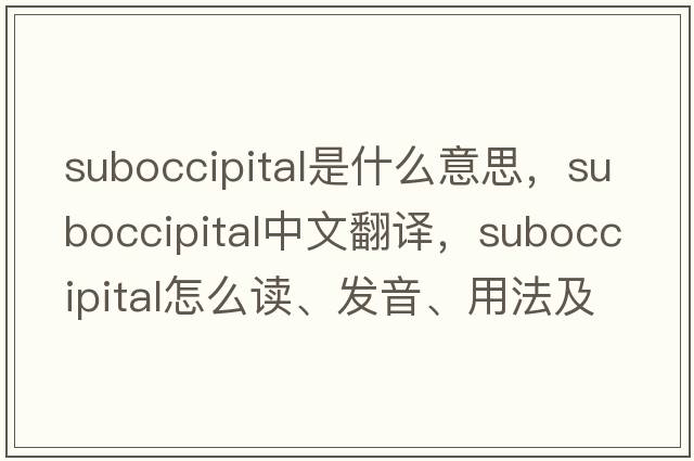 suboccipital是什么意思，suboccipital中文翻譯，suboccipital怎么讀、發(fā)音、用法及例句