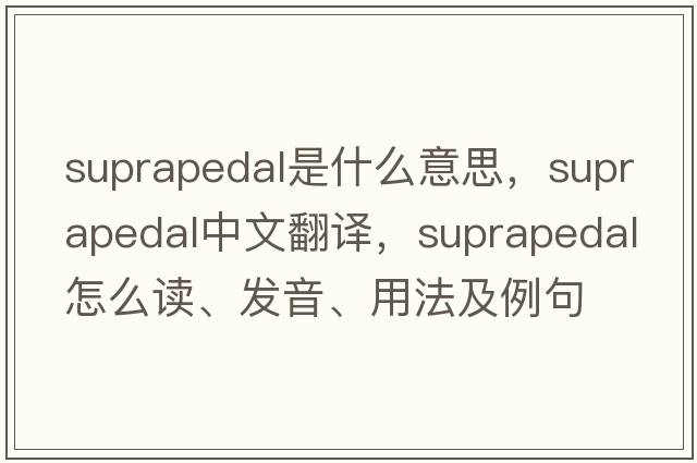 suprapedal是什么意思，suprapedal中文翻譯，suprapedal怎么讀、發(fā)音、用法及例句
