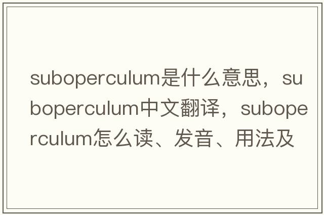 suboperculum是什么意思，suboperculum中文翻譯，suboperculum怎么讀、發(fā)音、用法及例句