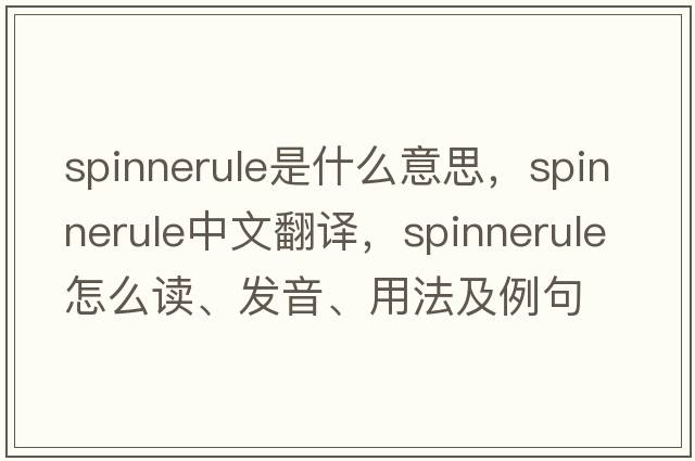 spinnerule是什么意思，spinnerule中文翻譯，spinnerule怎么讀、發(fā)音、用法及例句