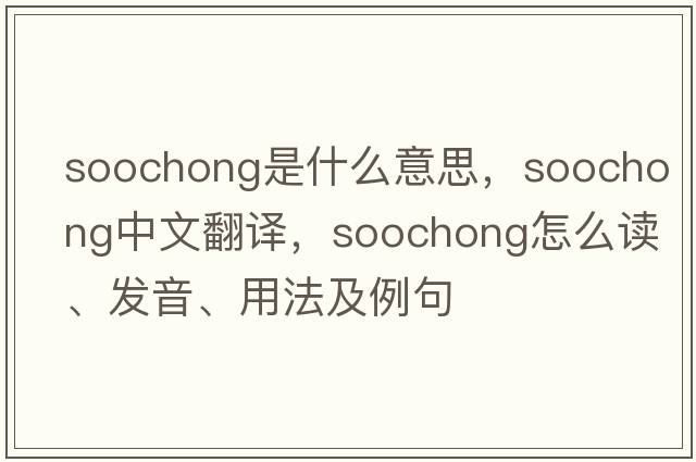 soochong是什么意思，soochong中文翻譯，soochong怎么讀、發(fā)音、用法及例句