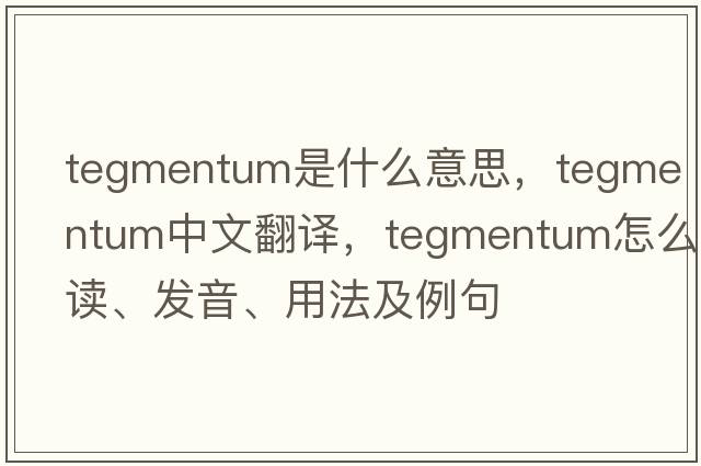 tegmentum是什么意思，tegmentum中文翻譯，tegmentum怎么讀、發(fā)音、用法及例句