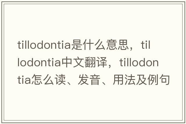Tillodontia是什么意思，Tillodontia中文翻譯，Tillodontia怎么讀、發(fā)音、用法及例句