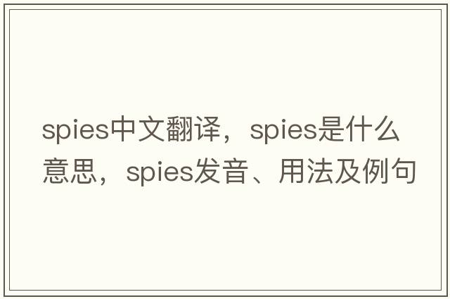 spies中文翻譯，spies是什么意思，spies發(fā)音、用法及例句