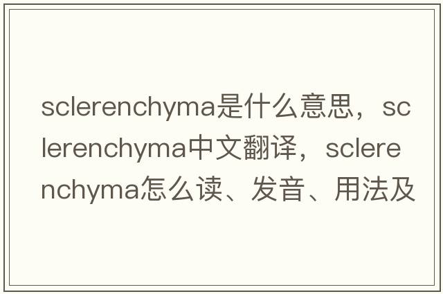 sclerenchyma是什么意思，sclerenchyma中文翻譯，sclerenchyma怎么讀、發(fā)音、用法及例句