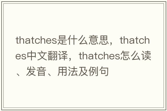 thatches是什么意思，thatches中文翻譯，thatches怎么讀、發(fā)音、用法及例句