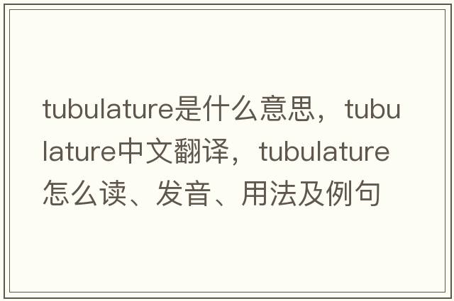 tubulature是什么意思，tubulature中文翻譯，tubulature怎么讀、發(fā)音、用法及例句