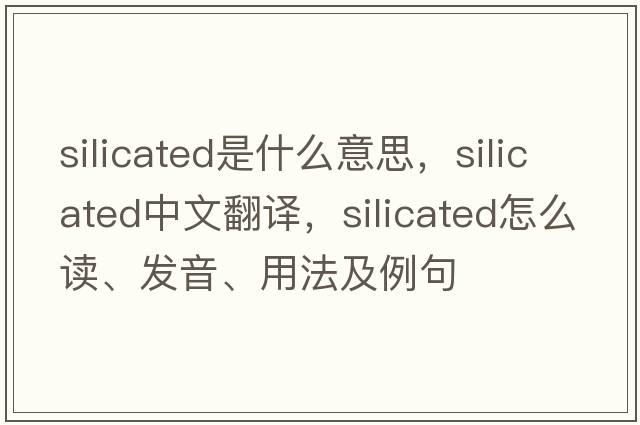 silicated是什么意思，silicated中文翻譯，silicated怎么讀、發(fā)音、用法及例句