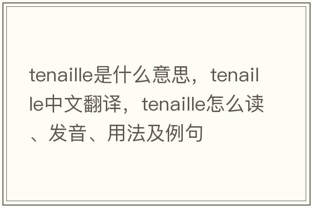 tenaille是什么意思，tenaille中文翻譯，tenaille怎么讀、發(fā)音、用法及例句