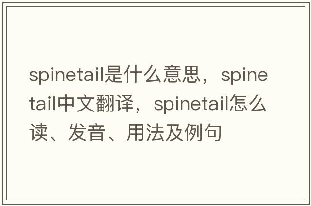spinetail是什么意思，spinetail中文翻譯，spinetail怎么讀、發(fā)音、用法及例句