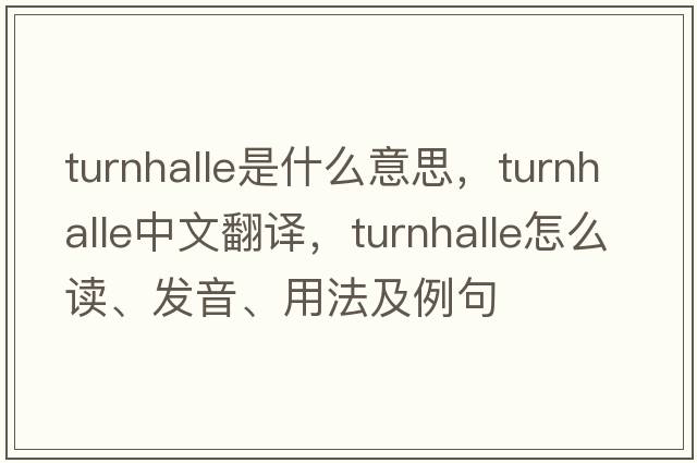 turnhalle是什么意思，turnhalle中文翻譯，turnhalle怎么讀、發(fā)音、用法及例句