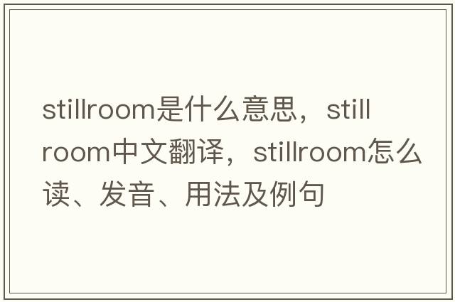 stillroom是什么意思，stillroom中文翻譯，stillroom怎么讀、發(fā)音、用法及例句