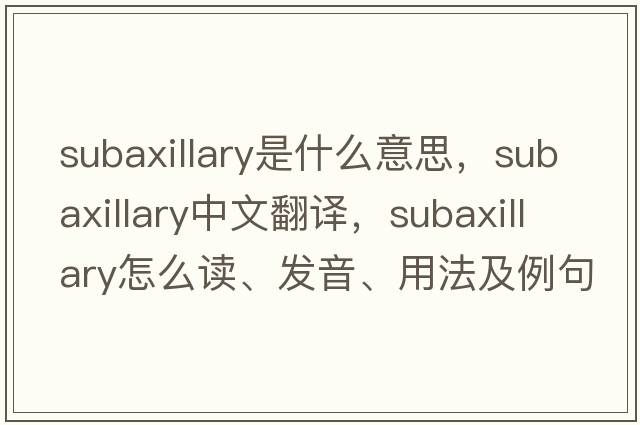 subaxillary是什么意思，subaxillary中文翻譯，subaxillary怎么讀、發(fā)音、用法及例句