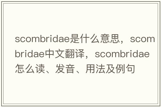 Scombridae是什么意思，Scombridae中文翻譯，Scombridae怎么讀、發(fā)音、用法及例句