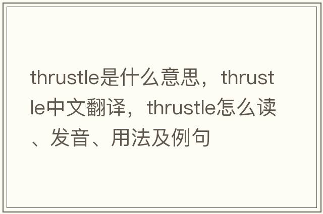 Thrustle是什么意思，Thrustle中文翻譯，Thrustle怎么讀、發(fā)音、用法及例句