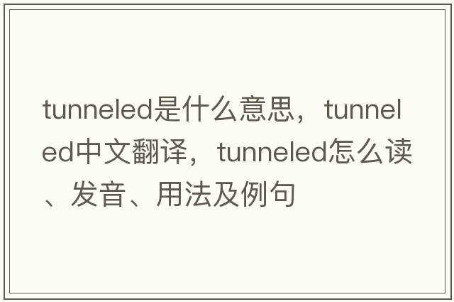 tunneled是什么意思，tunneled中文翻譯，tunneled怎么讀、發(fā)音、用法及例句