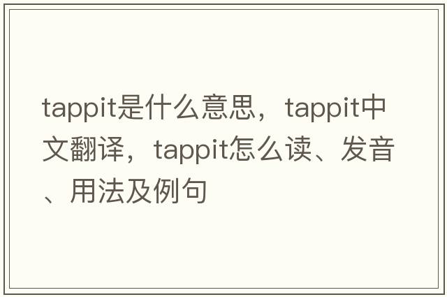 tappit是什么意思，tappit中文翻譯，tappit怎么讀、發(fā)音、用法及例句