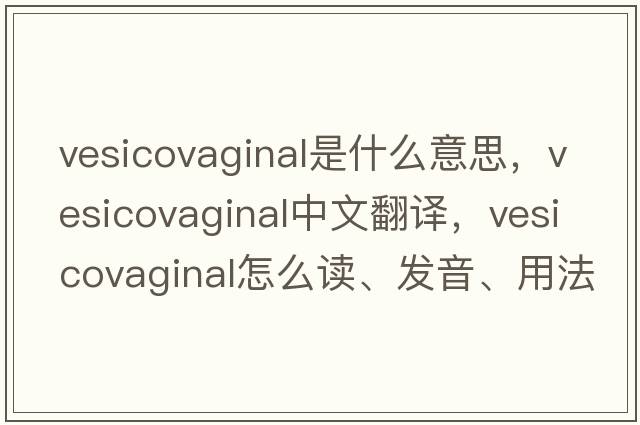 vesicovaginal是什么意思，vesicovaginal中文翻譯，vesicovaginal怎么讀、發(fā)音、用法及例句