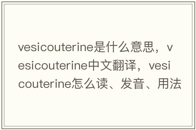 vesicouterine是什么意思，vesicouterine中文翻譯，vesicouterine怎么讀、發(fā)音、用法及例句