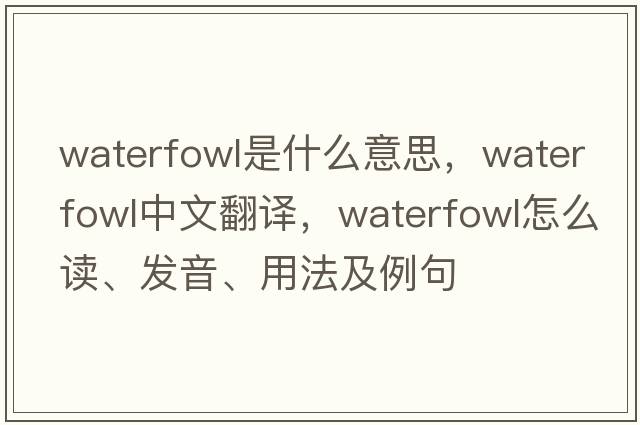 waterfowl是什么意思，waterfowl中文翻譯，waterfowl怎么讀、發(fā)音、用法及例句