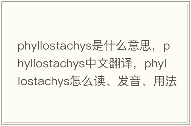 Phyllostachys是什么意思，Phyllostachys中文翻譯，Phyllostachys怎么讀、發(fā)音、用法及例句