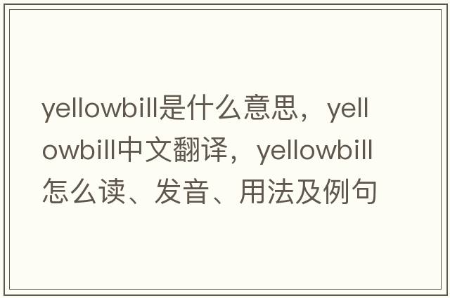 yellowbill是什么意思，yellowbill中文翻譯，yellowbill怎么讀、發(fā)音、用法及例句