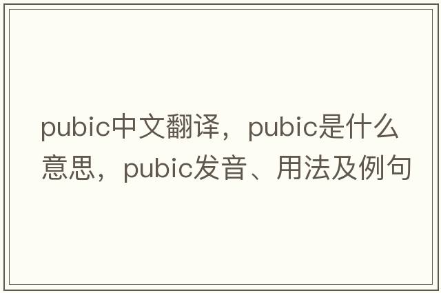 pubic中文翻譯，pubic是什么意思，pubic發(fā)音、用法及例句