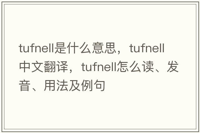 Tufnell是什么意思，Tufnell中文翻譯，Tufnell怎么讀、發(fā)音、用法及例句