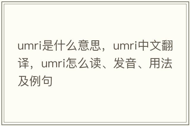 Umri是什么意思，Umri中文翻譯，Umri怎么讀、發(fā)音、用法及例句