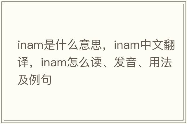 INAM是什么意思，INAM中文翻譯，INAM怎么讀、發(fā)音、用法及例句